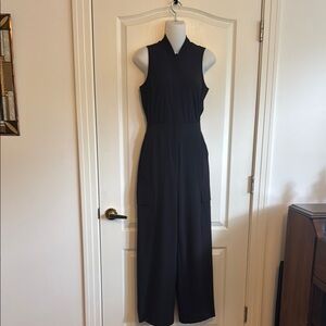 Athleta Black Sleeveless V-Neck Wide-Leg Jumpsuit